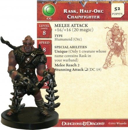 Rask, Half-Orc Chainfighter #22 Deathknell D&amp;D Miniatures