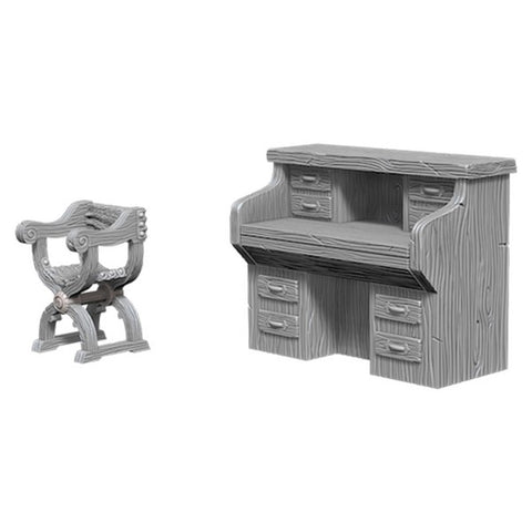 WizKids Deep Cuts Unpainted Miniatures: Desk & Chair