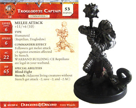 Troglodyte Captain #40 Underdark D&amp;D Miniatures