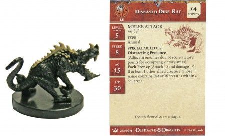 Diseased Dire Rat #28 War of the Dragon Queen D&amp;D Miniatures