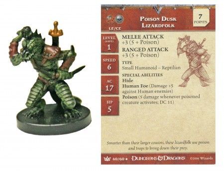 Poison Dusk Lizardfolk #40 War of the Dragon Queen D&amp;D Miniatures