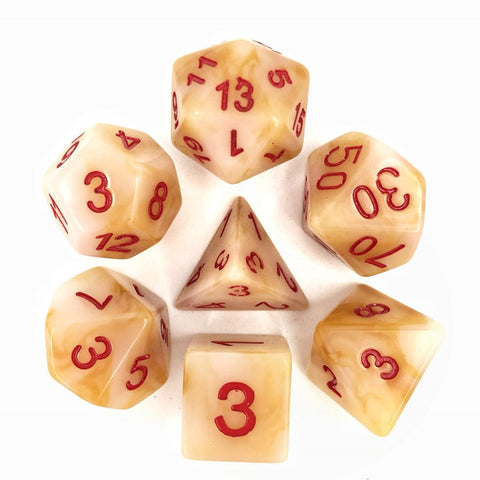 White with Red Numbers Jade Dice Set
