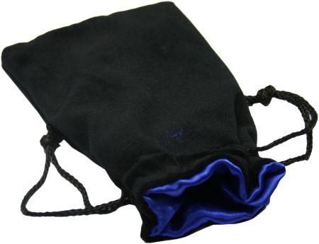 Black Velvet Dice Bag w/ Blue Satin Lining (Large)