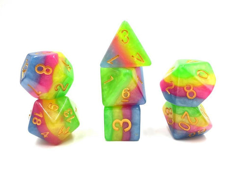 Green/Yellow/Rose Red/Blue Gradient Dice Set