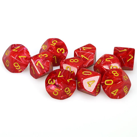 d10 Set - Vortex: Red with Yellow