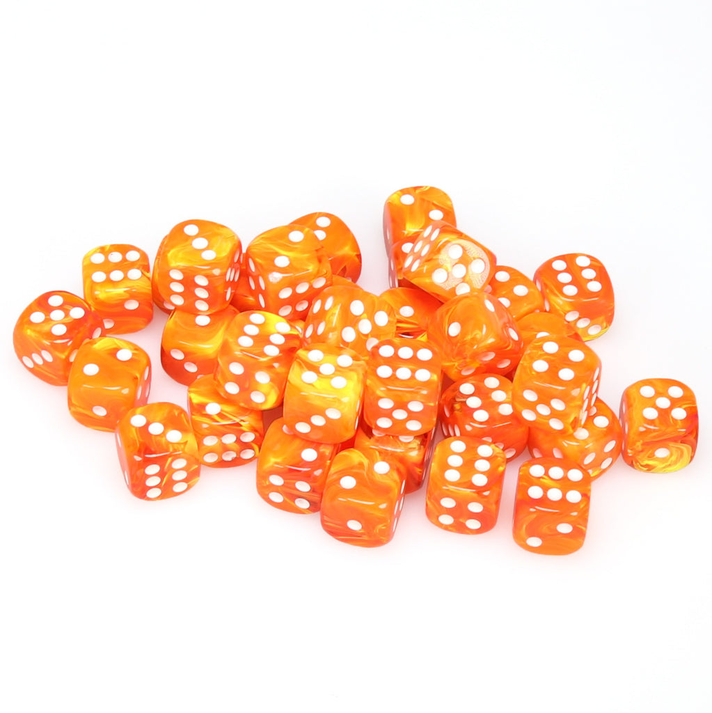 d6 Cube - Vortex: 12mm Solar with White Set (36 dice)