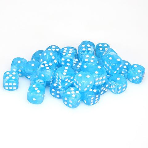 d6 Cube - Cirrus 12mm Light Blue with White