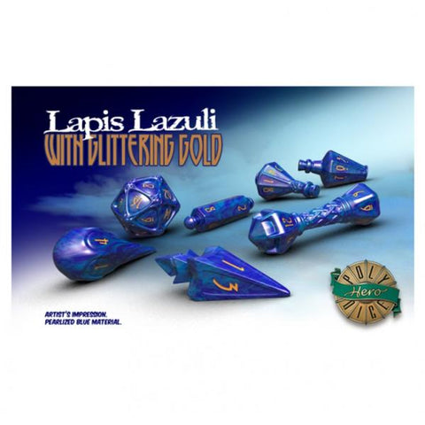 Wizard Dice: Lapis Lazuli with Glittering Gold