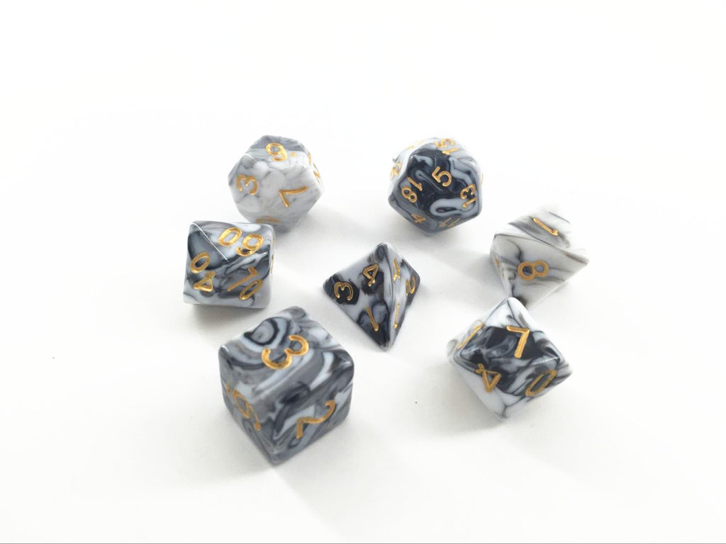 Opaque White and Black Blend Dice Set