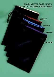 Black Velvet Dice Bag w/ Purple Satin Lining (Large)