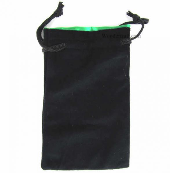 Black Velvet Dice Bag w/ Green Satin Lining (Large)