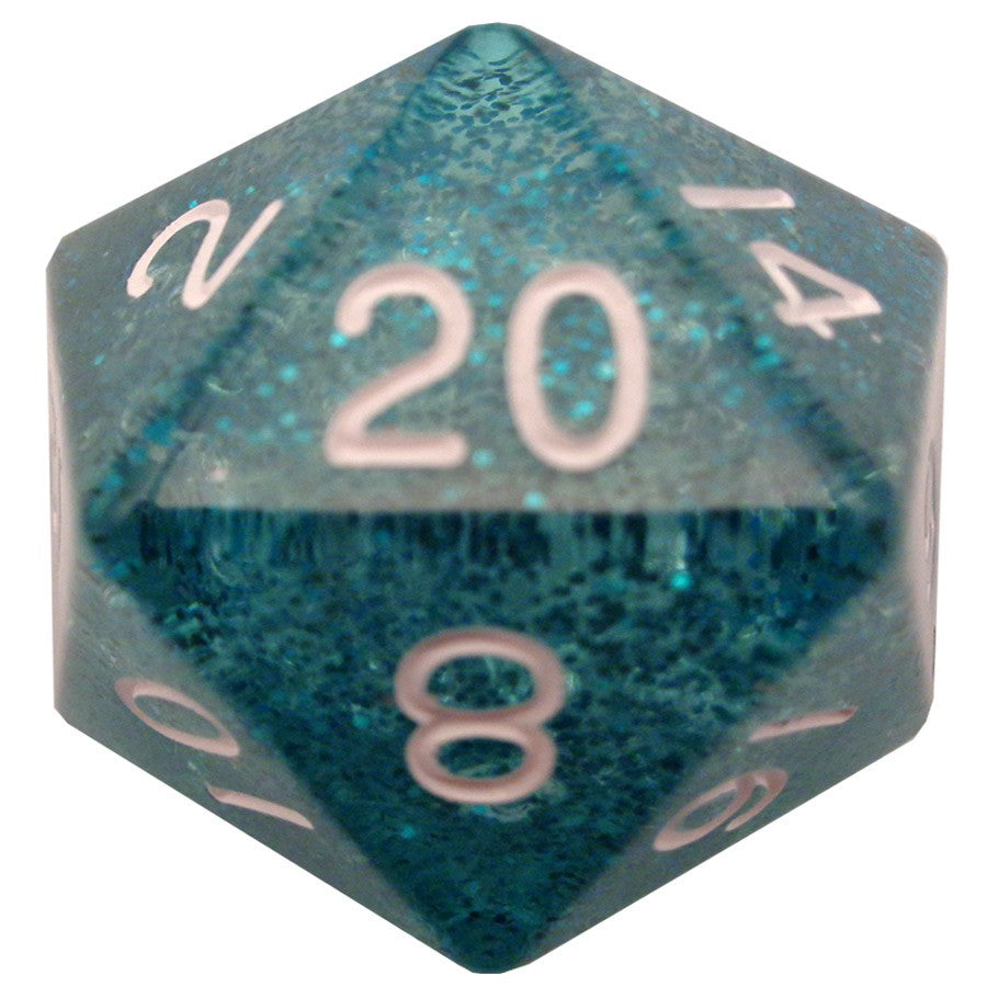 Mega d20: 35mm Ethereal Dice, Blue with White