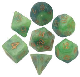 Resin Dice: 16mm Green/Light Green with Gold Numbers Combo Attack Dice Set