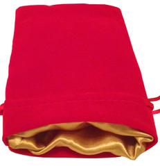 Dice Bag: 4x6: Red Velvet with Gold Satin Lining