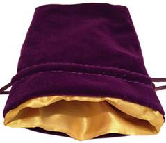 Dice Bag: 4x6: Purple Velvet with Gold Satin Lining