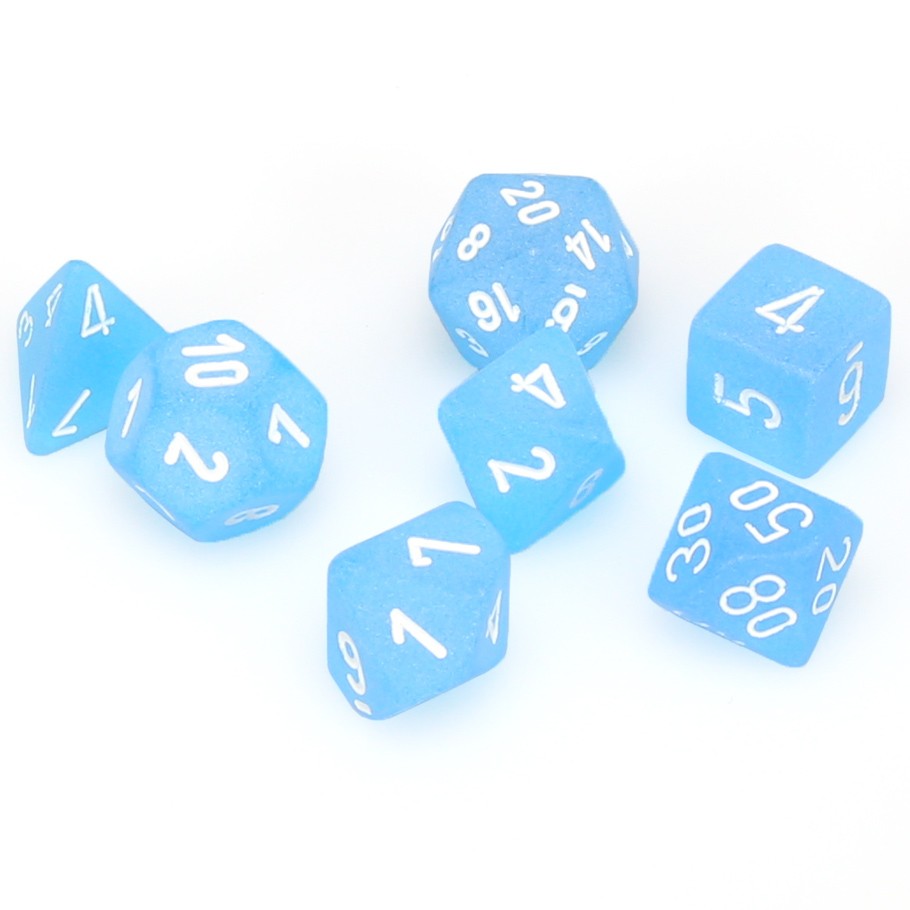 7-set Cube - Frosted Carribean Blue with White
