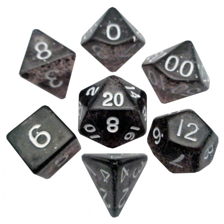 7-set: 16mm: Ethereal Black with White Numbers