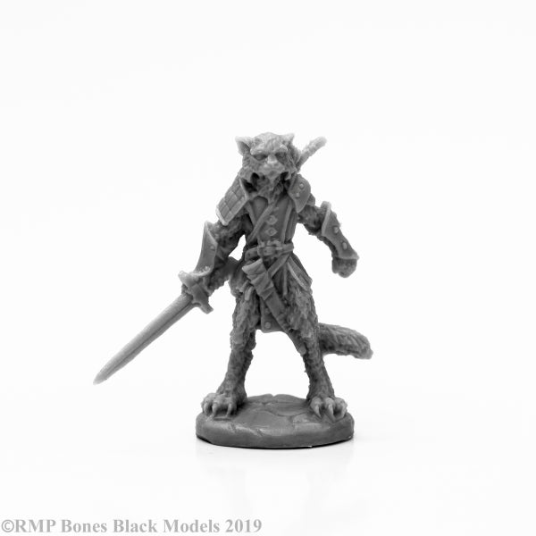 Reaper Bones Black: Catfolk Warrior